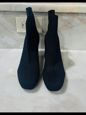 Women's Black Stretch Knit Sock Booties